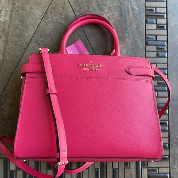 kate spade Handbags - Kate Spade Staci Medium Satchel Deep Hibiscus NWT